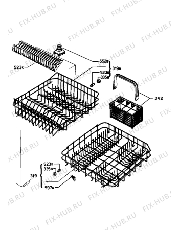 Взрыв-схема посудомоечной машины Zanussi ID5003B - Схема узла Baskets, tubes 061